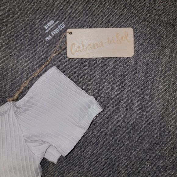 Cabana del Sol Women White off the shoulder Short Sleeve Crop Top Bikin … - Picture 6 of 6